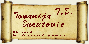 Tomanija Durutović vizit kartica